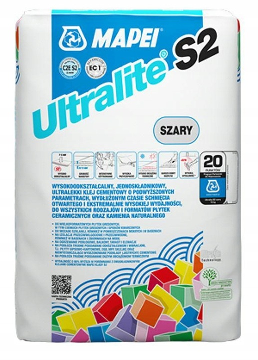 Klej do płytek wielkoformat kamienia spieków Mapei ULTRALITE S2 FLEX 15kg