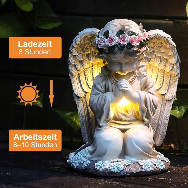 ANIOŁ ANIOŁEK SOLARNY NA GRÓB DO OGRODU TARASU OZDOBA HIT ŚWIĘTO ZMARŁYCH