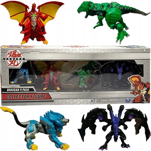 BAKUGAN ZESTAW 4w1 FIGURKI KOLEKCJONERSKIE DRAGONOID TROX HYDOROUS NILLIOUS