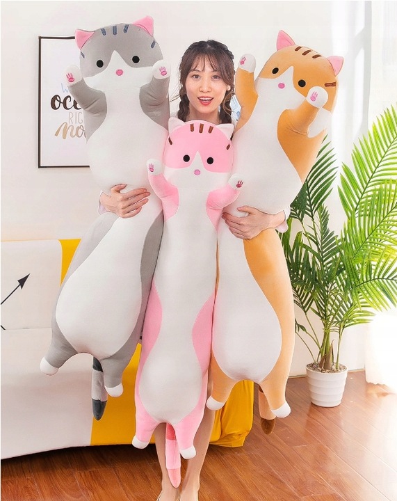 Długi Uroczy Kotek Kot Maskotka Poduszka Miękki Pluszak Dekoracja 130cm