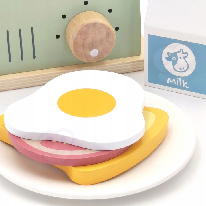 TOSTER DREWNIANY PASTELOWY ZESTAW ŚNIADANIOWY TOOKY TOY