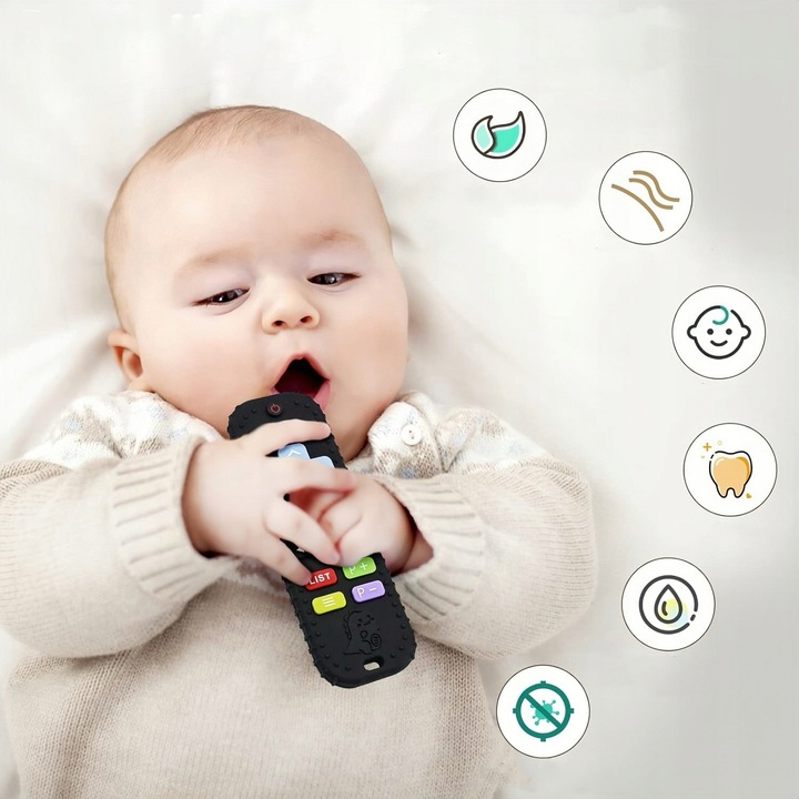 ZĄBKOWANIE ZABAWKI DO ŻUCIA GRYZAK DLA NIEMOWLĄT PILOT czerń KOLOR