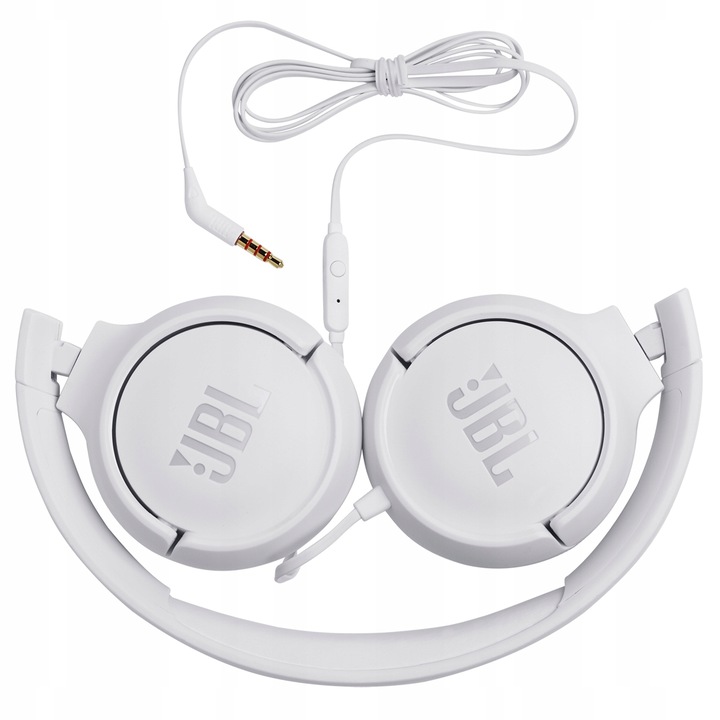 SŁUCHAWKI PRZEWODOWE JBL TUNE 500 BIAŁE NAUSZNE PRZETWORNIK 32 MM