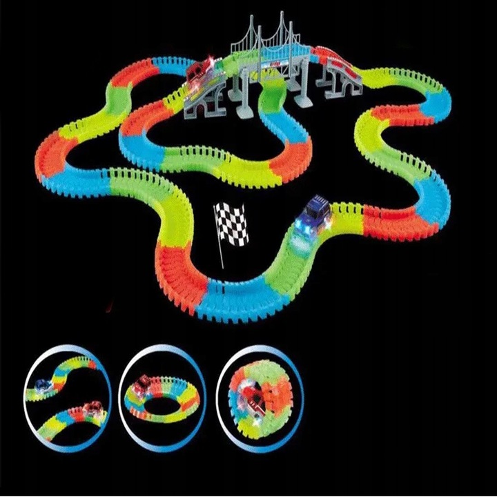 TOR WYGINANY MAGICZNY DLA DZIECI ŚWIECĄCE AUTA SAMOCHODZIKI 360 EL KOLEJKA