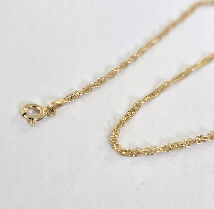 Złoty Singapur Łańcuszek Damski Długość 45cm Mocny ze Srebra 925 1,8mm