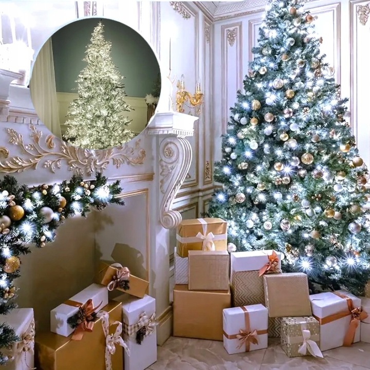 LAMPKI CHOINKOWE 1000 LED ZEW/WEW BIAŁY ZIMNY