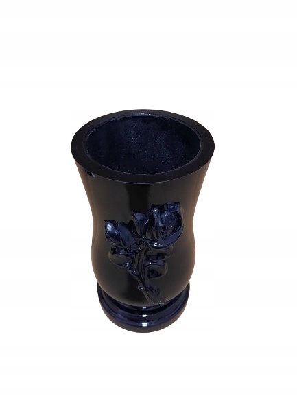 Wazon na kwiaty na cmentarz Wazon Nagrobny W10/R Czarny z Różą 26,5cm