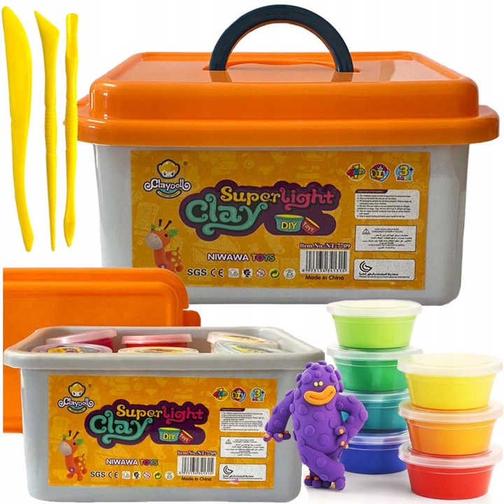 CLAYDOLL PIANKOLINA MASA PLASTYCZNA 24 sztuki BIG BOX + AKCESORIA + WALIZKA