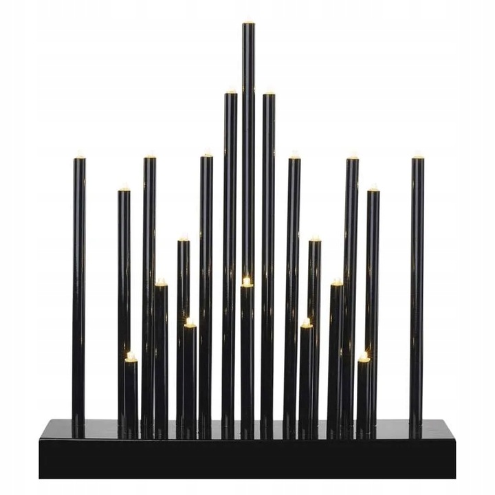 Świecznik świateczny czarny 20 LED 27 cm 3x AA ciepła biel IP20 timer EMOS