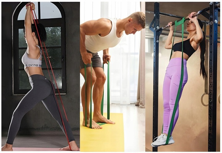 ZESTAW 4 GUM OPOROWYCH DO TRENINGU PODCIĄGANIA TAŚMY OPOROWE DO ROZCIĄGANIA