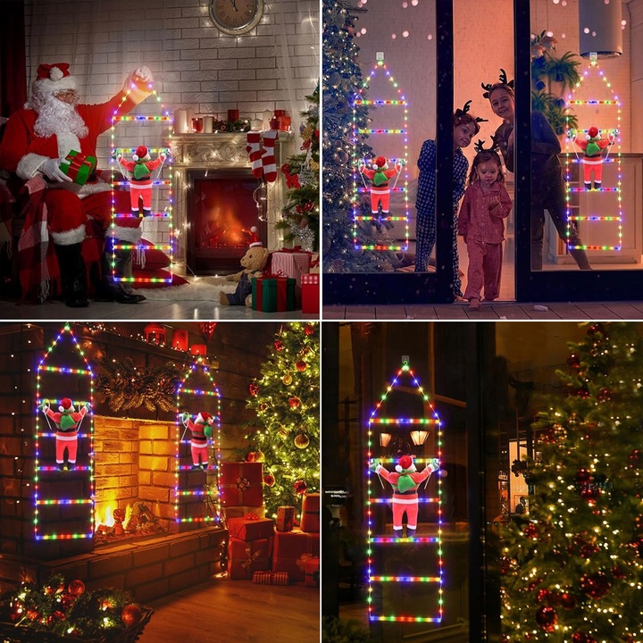 6 drabin Święty Mikołaj Na Drabinie Dekoracja Świąteczna Ozdoba LED Z Timer