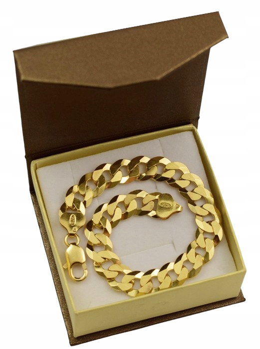 ZŁOTA PEŁNA BRANSOLETKA MĘSKA PANCERKA PR. 585 925 SOLIDNA + GRAWER GRATIS