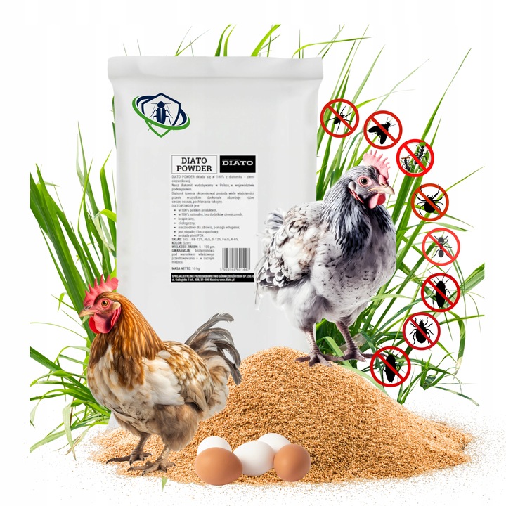 Ziemia okrzemkowa Diatomit 10 kg na ptaszyńca u kur dla drobiu