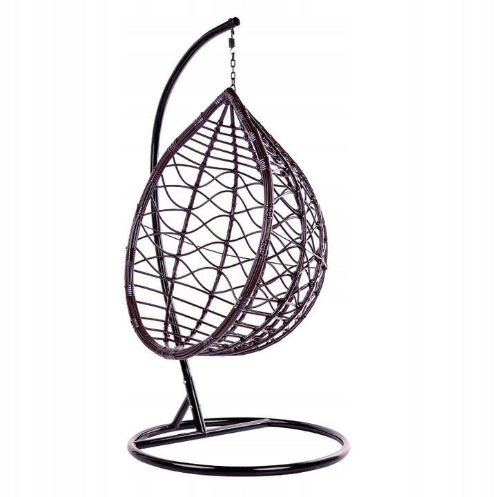 FOTEL OGRODOWY WISZĄCY KOKON DUŻY KOSZ VEGAS Z PODSTAWĄ PODUSZKA SZARA