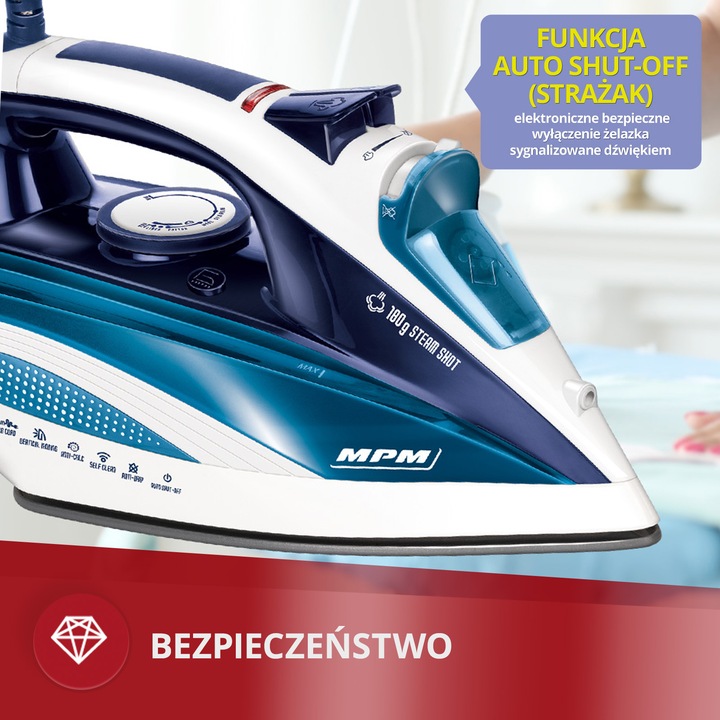 Żelazko parowe stopa ceramiczna duża moc MPM MZE-21/NS