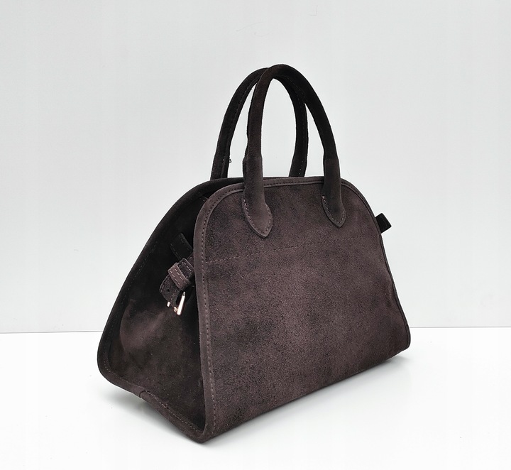 Torebka zamsz kuferek skóra naturalna brązowa czekoladowa espersso