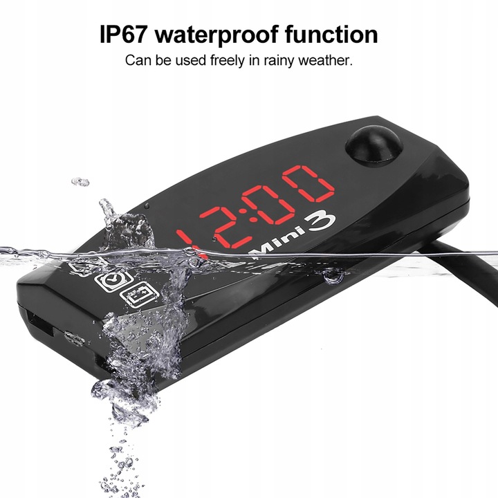 CYFROWY TERMOMETR SAMOCHODOWY ZEGAR DC 12V