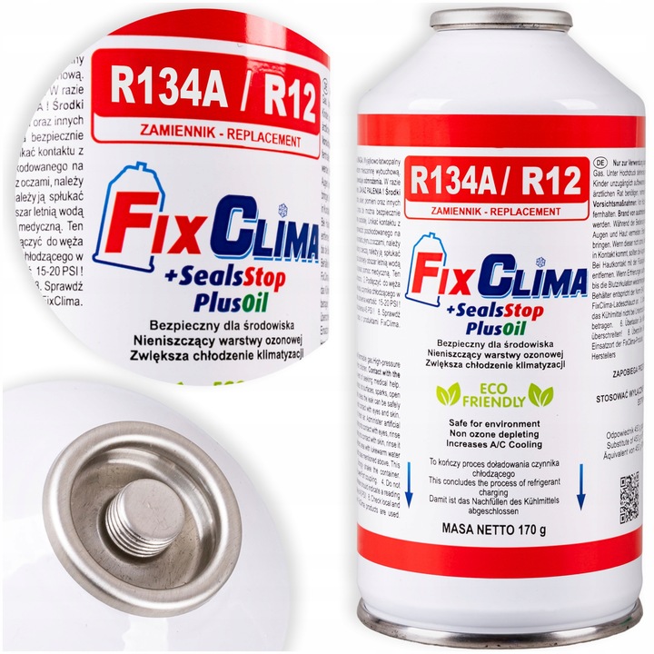 GAZ DO NABIJANIA KLIMATYZACJI AUT R134A CZYNNIK CHŁODNICZY USZCZELNIACZ 3W1