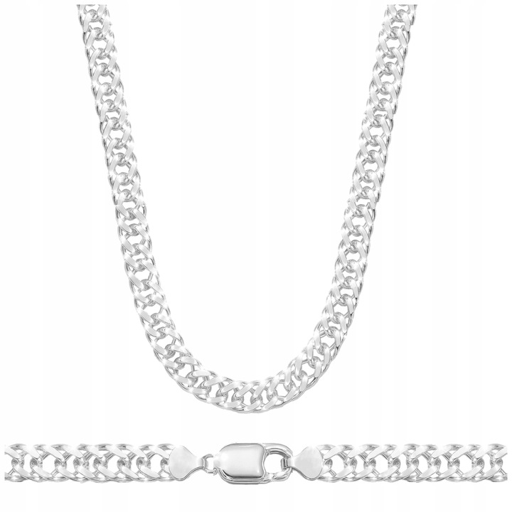 Łańcuszek Podwójna Pancerka Rombo Srebrny Męski 50cm Pełny 2mm SREBRO 925