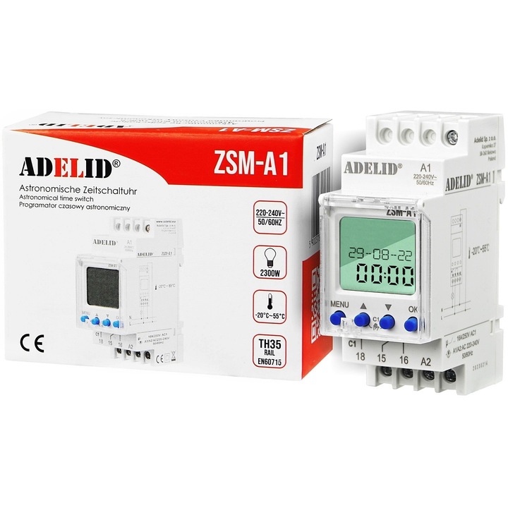 Zegar Astronomiczny Jednokanałowy Programator Czasowy 230V AC