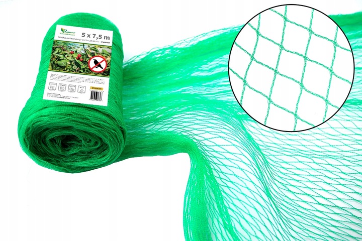 SIATKA OCHRONNA PRZECIW PTAKOM SZPAKOM ochrona truskawek drzew 20g 5x7,5m