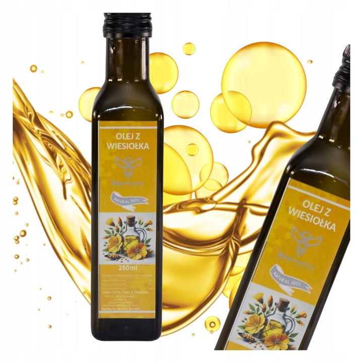 Olej z Nasion Wiesiołka Wiesiołek 250ml ml Tłoczony Na Zimo Nierafinowany