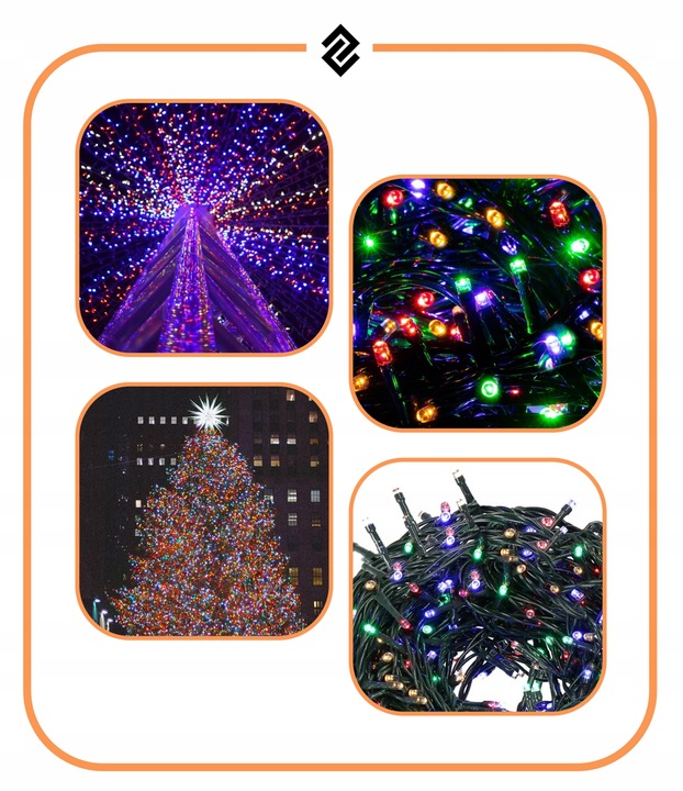 LAMPKI CHOINKOWE 300 LED 20m ZEWNĘTRZNE GRUBE STAŁE ŚWIATŁO MULTIKOLOR