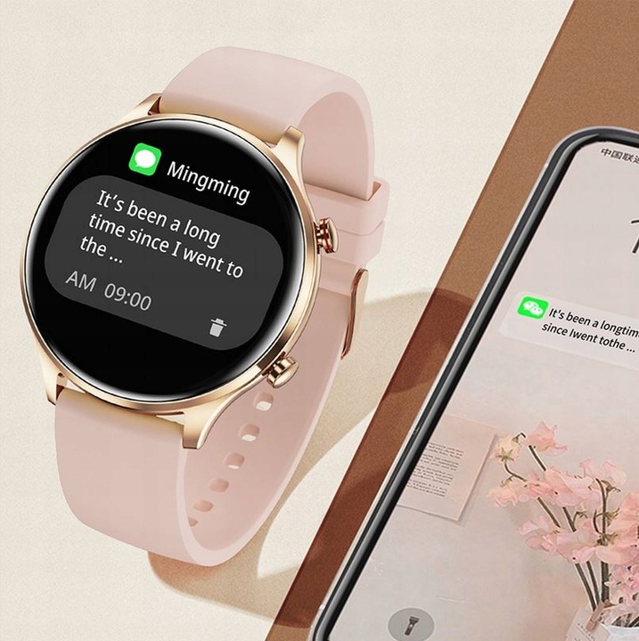 Zegarek Damski Smartwatch z Funkcją Rozmowy Menu PL + 2 PASKI + SŁUCHAWKI