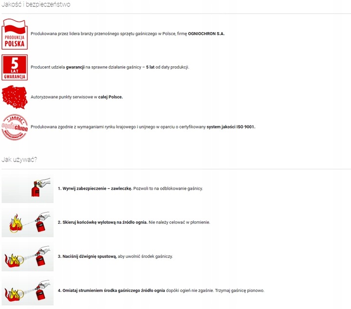 GAŚNICA DOMOWA KUCHENNA Z MANOMETREM OGNIOCHRON BIAŁA 2L MANOMETR UCHWYT