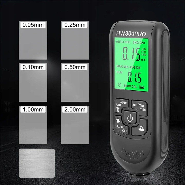 Dokładny Miernik grubości lakieru Tester Sonda z wyświetlaczem LCD 0~2000um