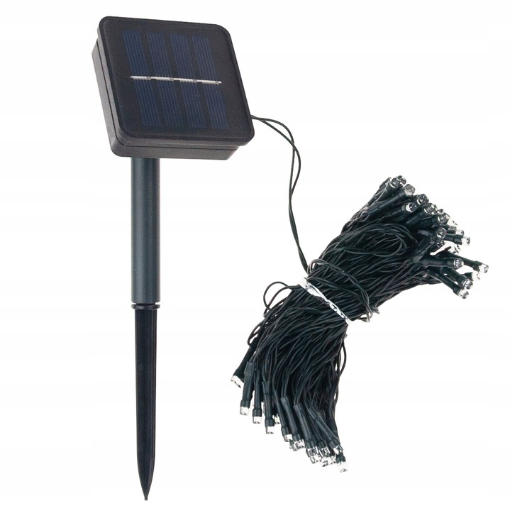 LAMPKI CHOINKOWE SOLARNE 500 LED 52m GIRLANDA ZIMNE BIAŁE 8 FUNKCJI