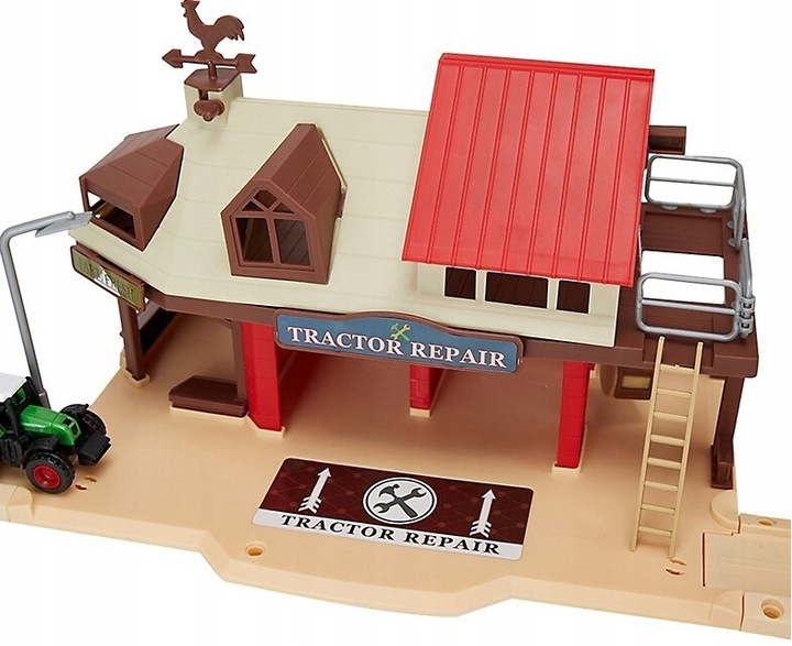 Mega Farma Gospodarstwo STODOŁA OBORA FGURKI ZWIERZĘTA DROGA + 3 TRAKTORY