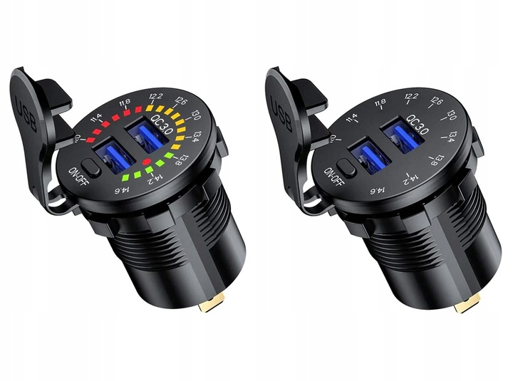 ŁADOWARKA SAMOCHÓD 2x USB QC3.0 WOLTOMIERZ 3A