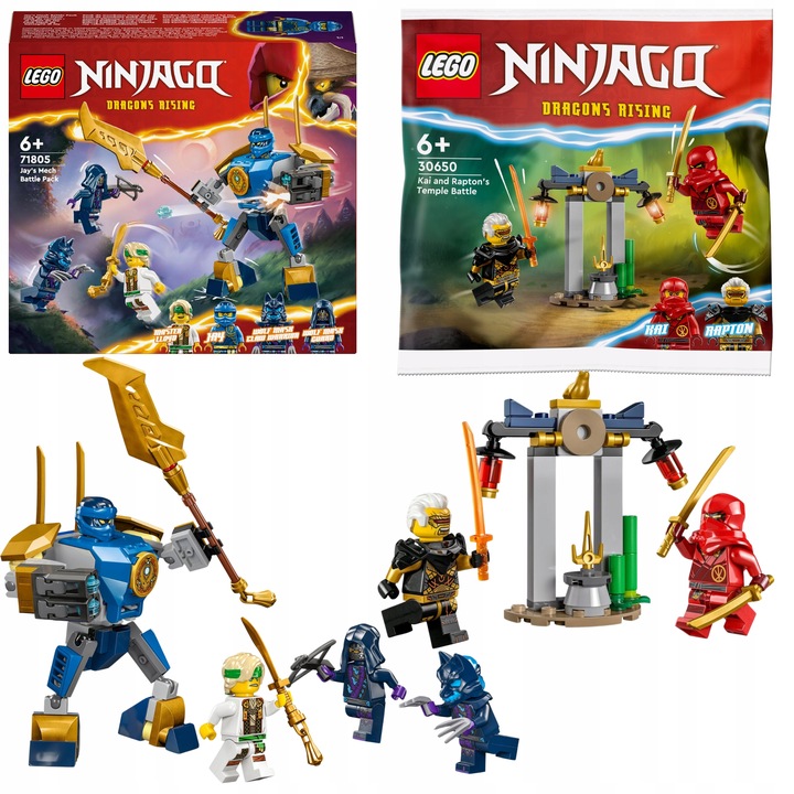 LEGO Ninjago Pakiet bojowy robota Jaya 71805 + Bitwa Kaia i Raptona 30650