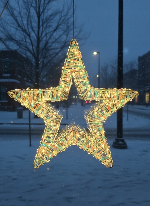 Ozdoba Do Okna Wisząca Gwiazda Świąteczna LED Świecąca z Obu Stron 8 trybów