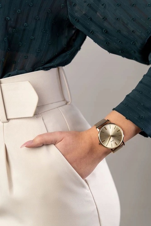 Złoty DUŻY Zegarek Damski Paul Lorens JULIE z Grawerem+PUDEŁKO i TOREBKA