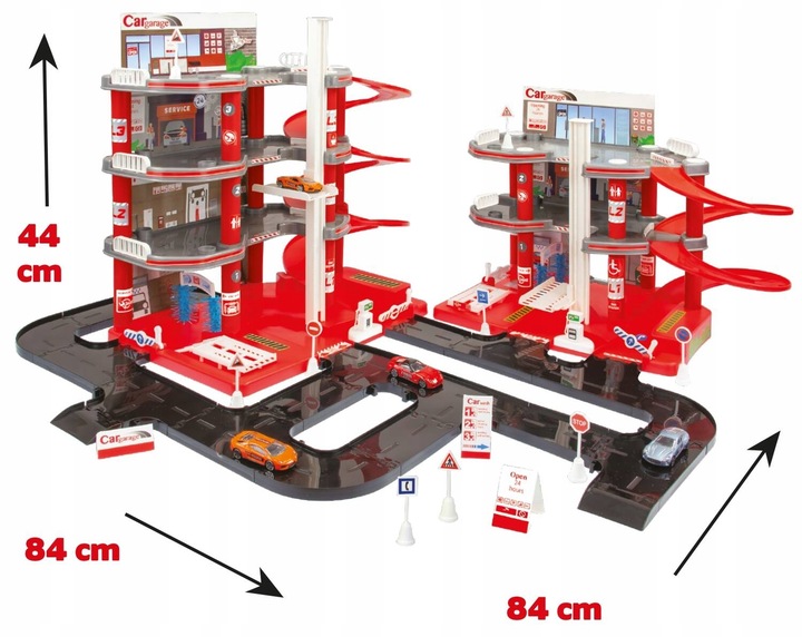 MEGA GARAŻ PARKING 4 POZIOMY 3W1 TOR WINDY MYJNIA + AUTO polski MOCHTOYS