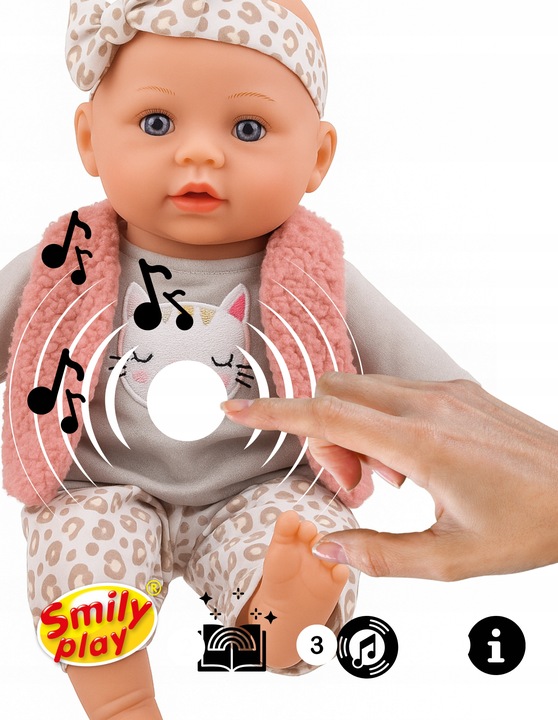 Lalka bobas duża 32 cm interaktywna śpiewa mówi 2 języki PL EN SMILY PLAY