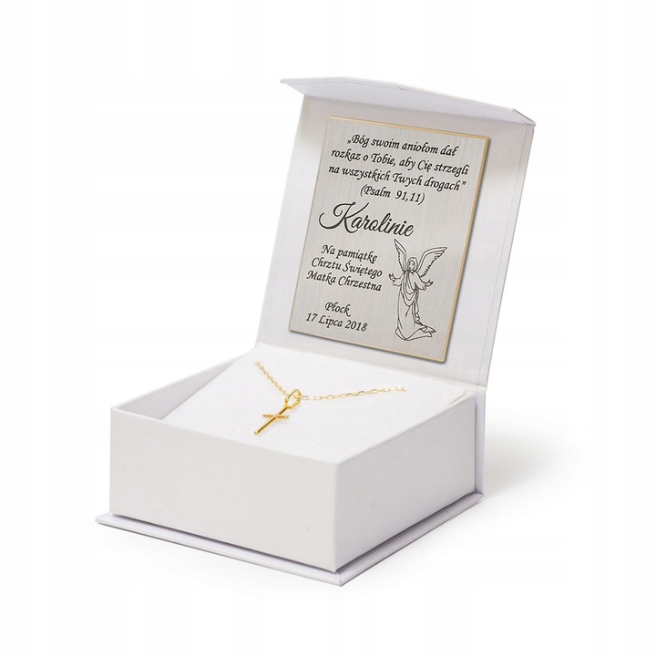 ZŁOTY ŁAŃCUSZEK z KRZYŻYKIEM 585 CHRZEST KOMUNIA