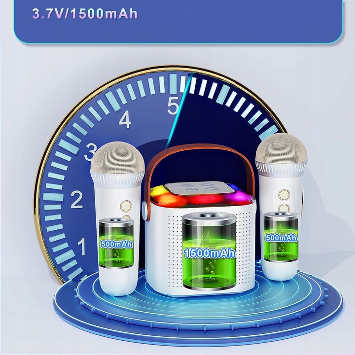 MINI MASZYNA DO KARAOKE PRZENOŚNY Z 2 MIKROFONAMI BEZPRZEWODOWYMI