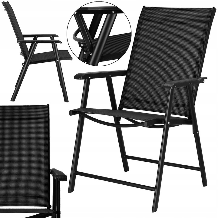 Składane KRZESŁO ogrodowe MOCNE METALOWE na TARAS balkon FOTEL OGRODOWY