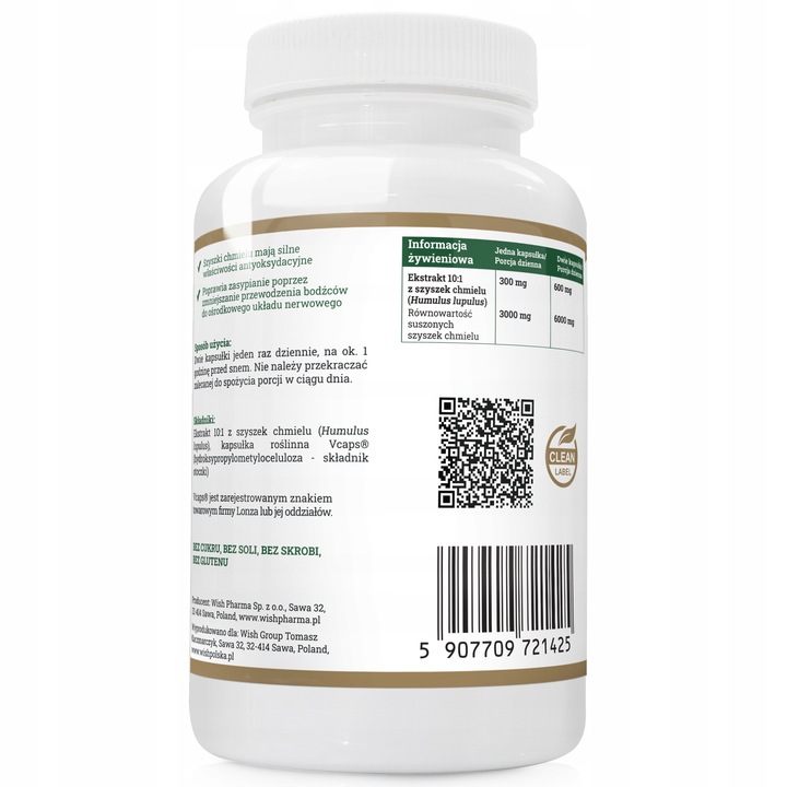 Chmiel 300mg Relaks Dobry Sen Uspokojenie VEGE 90k