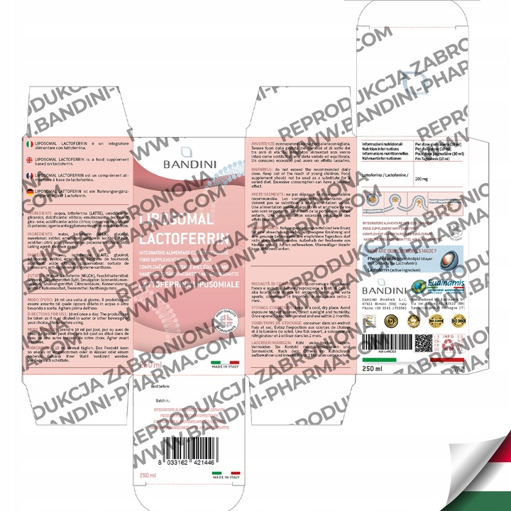 Bandini Liposomal LACTOFERRINA 200 Immuno Bioactive, Suplement diety 250 mL