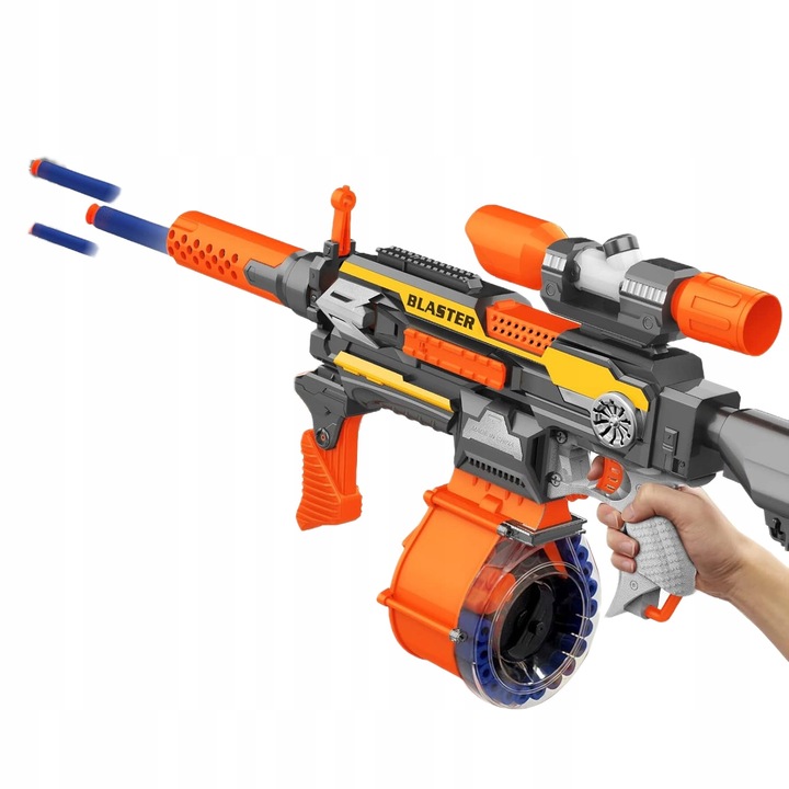 BLASTER SQUAD PISTOLET AUTOMAT MODUŁOWY MAGAZYNEK NA 25 STRZAŁEK +DODATKI