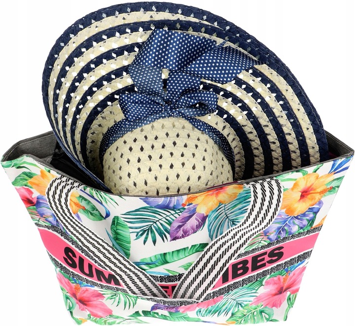 V2 TORBA PLAŻOWA SUMMER VIBES ZAPINANA SHOPPER TOREBKA NA PLAŻĘ PIKNIK MIX
