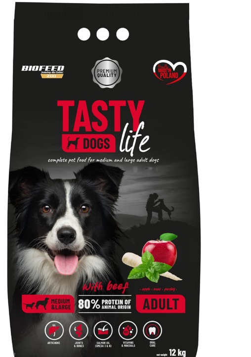 BIOFEED Tasty Dogs Life BEEF Wołowina dla Psów Średnich i Dużych Ras 12kg