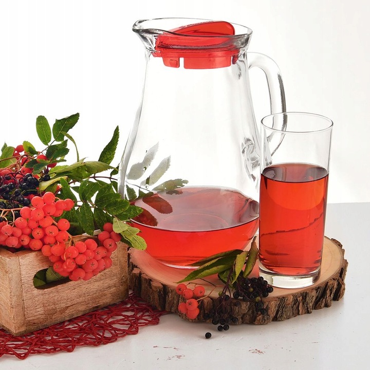 Dzbanek NA NAPOJE wodę sok lemoniadę do napojów szklany z pokrywką 2,1L