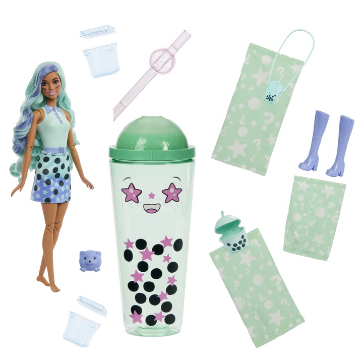 LALKA Barbie Pop Reveal Zielona herbata Seria Bubble Tea HTJ21