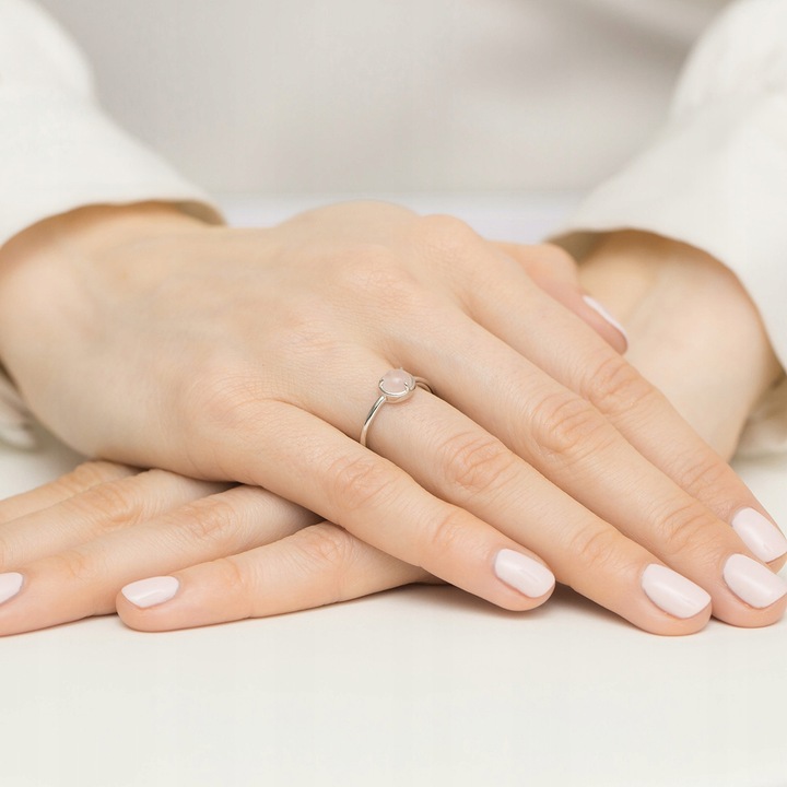 SREBRNY PIERŚCIONEK pr. 925 z Różowym Kwarcem r.10