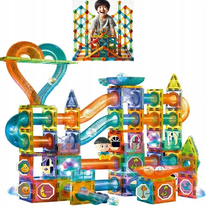 KLOCKI MAGNETYCZNE KULODROM ŚWIECĄCE 202EL. KLOCKI ZESTAW XXL